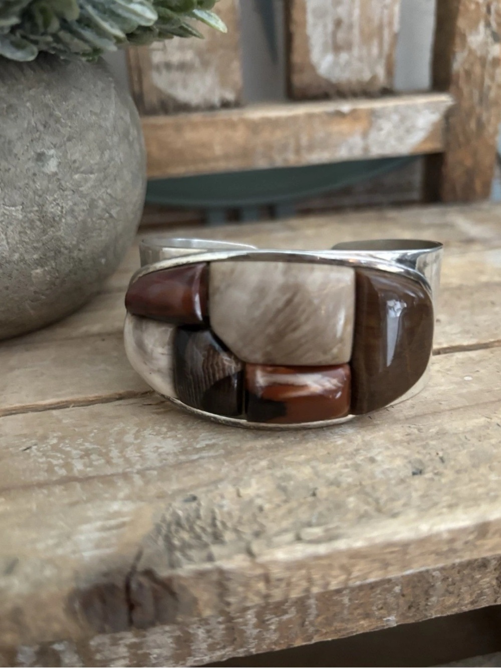 Vtg. Jay King RARE DTR Picasso Marble Sterling Silver .925 Cuff Bracelet NEW! - Picture 2 of 4